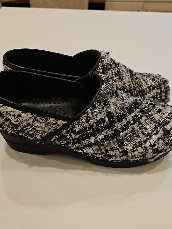Sanita Danish Black and White Tweed Slip-On Clogs W/back Women's Size 41 - Picture 9 of 12